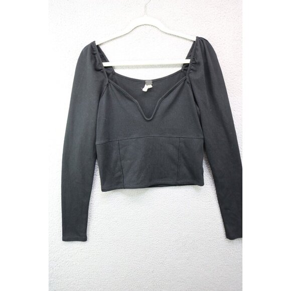 We The Free-Free People-Long Sleeve Babydoll Cropped Top-Medium-Boho - Picture 1 of 10